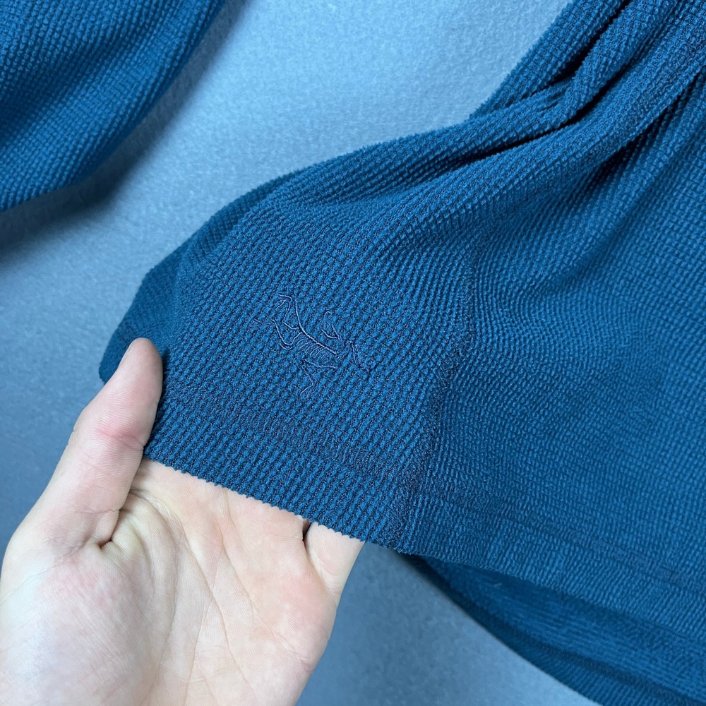 Arcteryx Polartec Waffle Grid Fleece Quarter Zip Pullover Teal Blue Womens Large - Picture 3 of 7